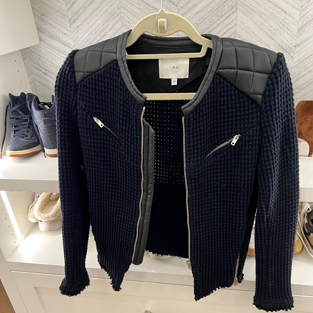 IRO Black Wool and Leather jacket